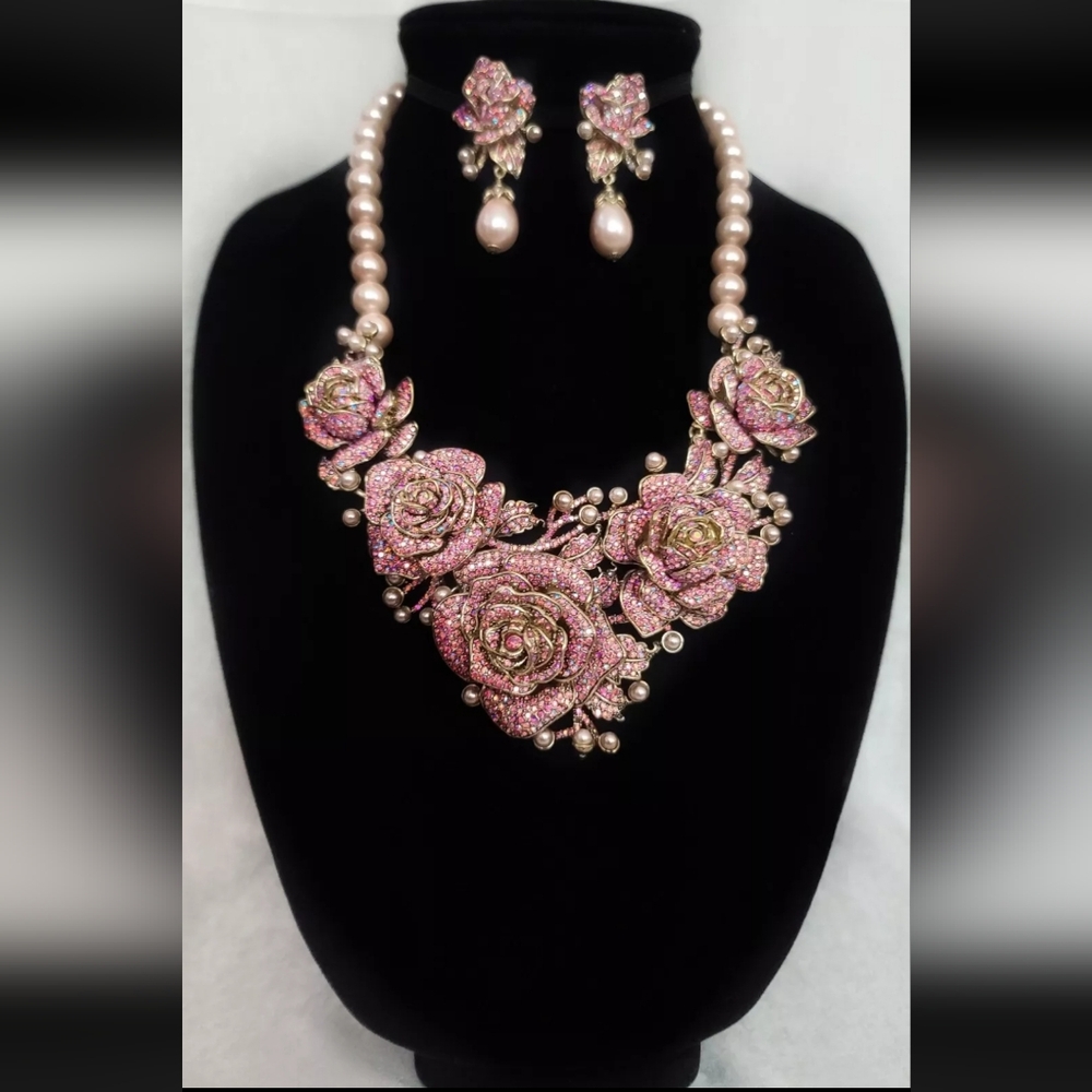 Heidi Daus "J'adore Rose" necklace and earrings set
